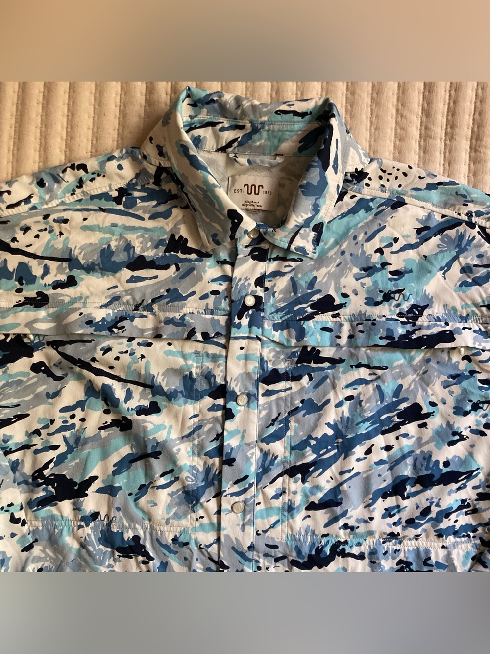 King Ranch Norther Bay Shirt Men’s 2XL Blue Pearl Snap Long Sleeve Fishing
